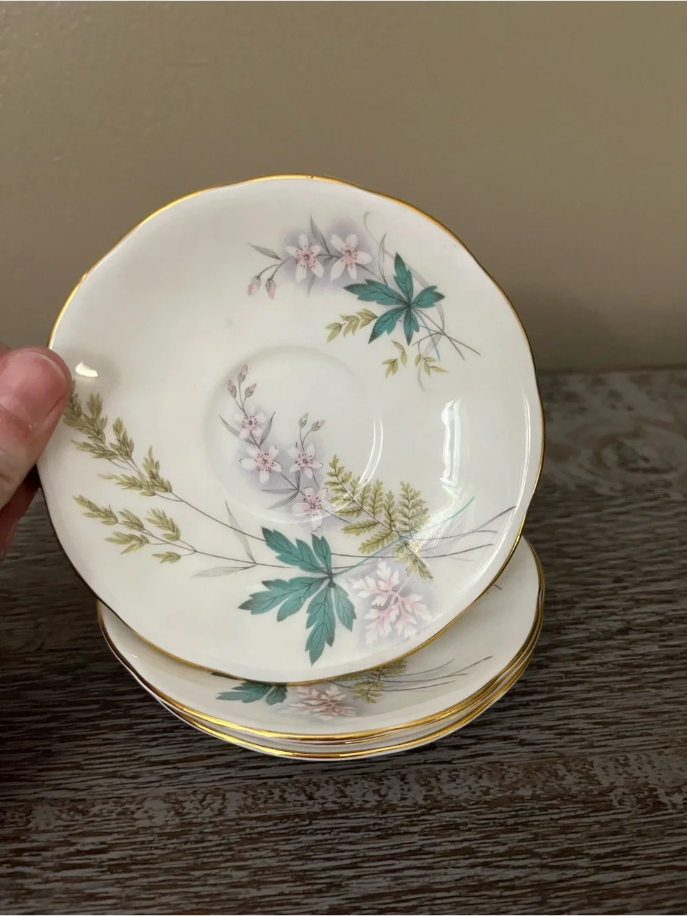 1950’s Vintage Queen Anne “Louise” Bone Chine Saucers, Set of 5